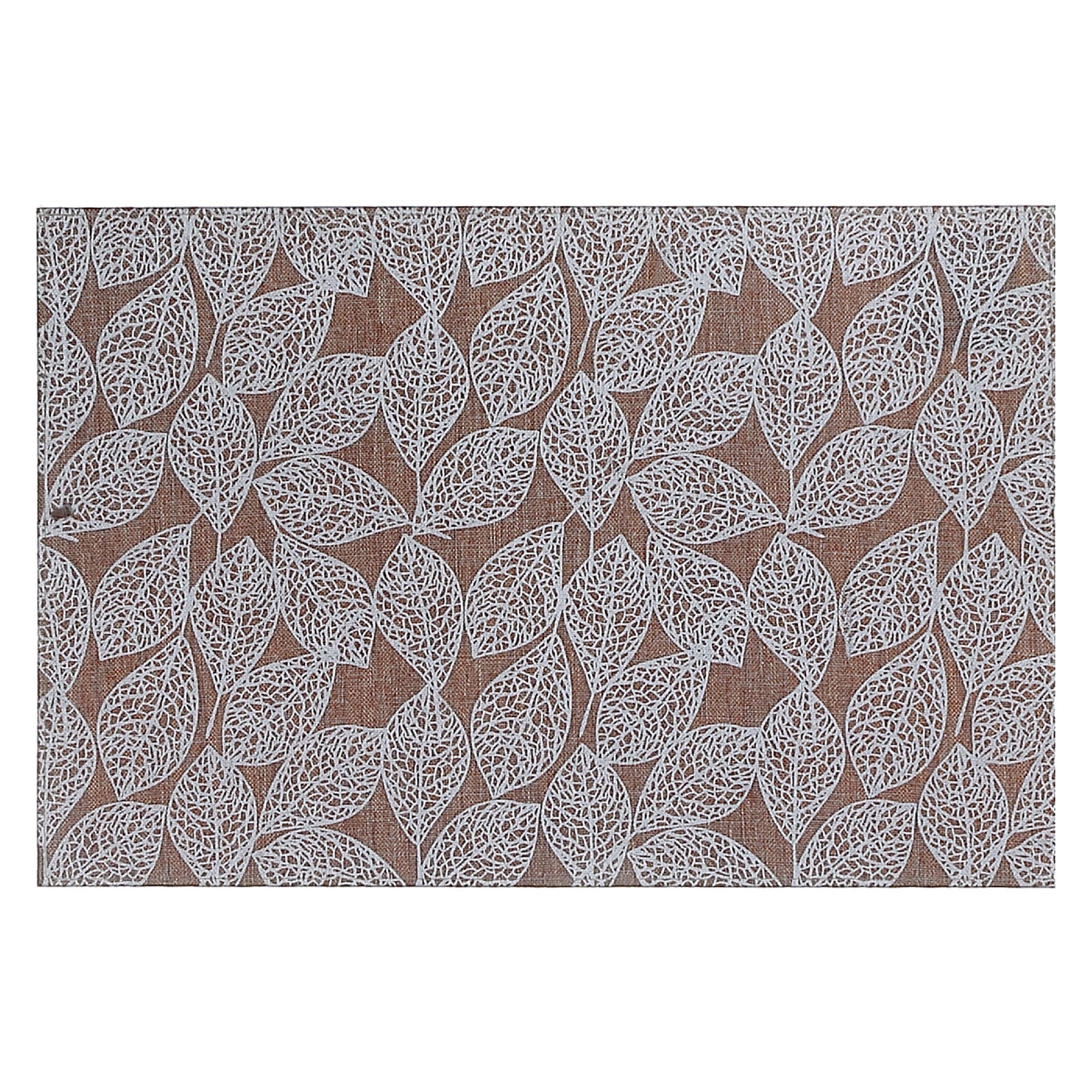 White Leaf Poly-Linen Printed Placemat Set of 12 – Modern Table Decor, Easy-Clean Mats
