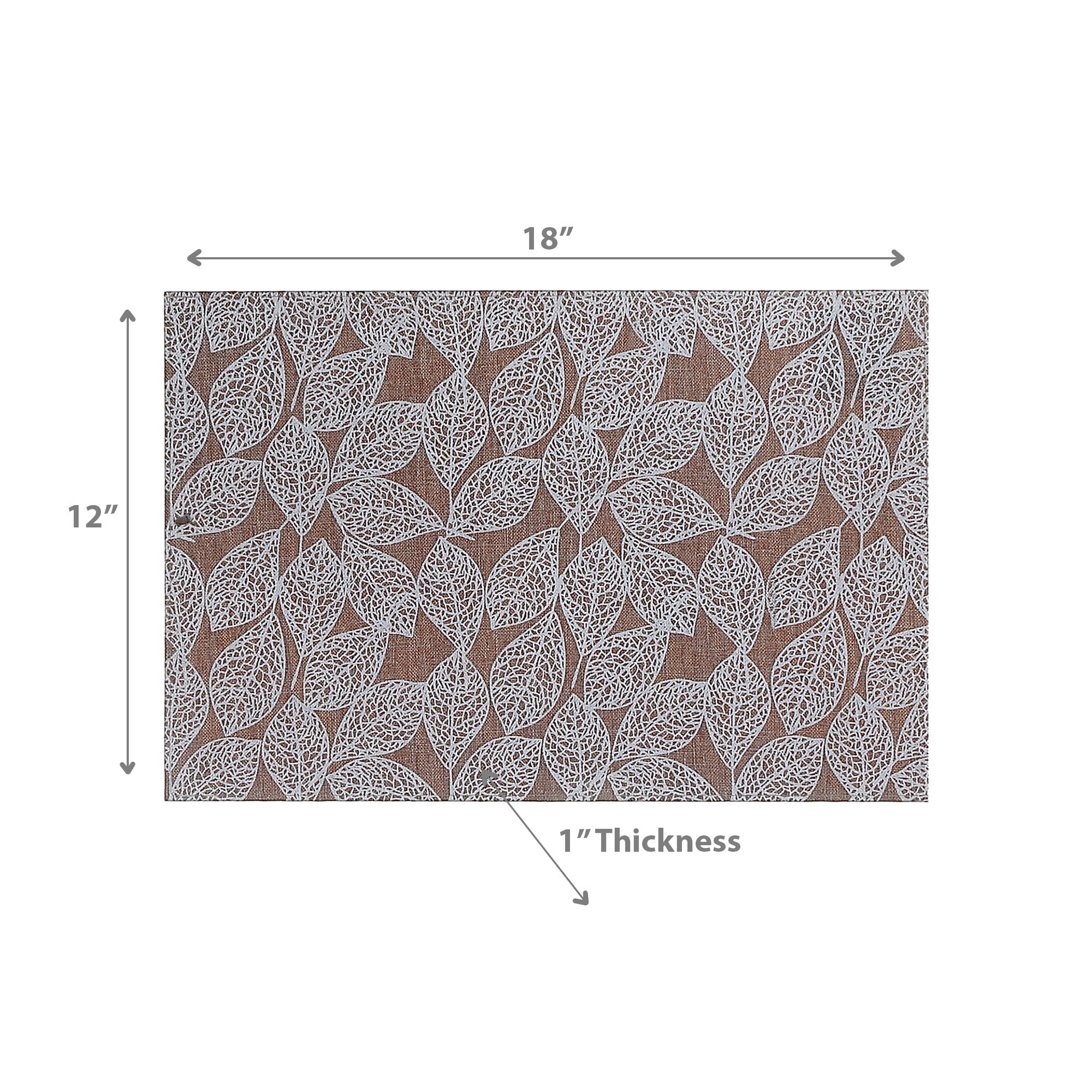 White Leaf Poly-Linen Printed Placemat Set of 12 – Modern Table Decor, Easy-Clean Mats