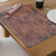 Wood Brown Printed Cork Backed Placemat Set of 12 – Rustic Table Decor, Easy-Clean Mats