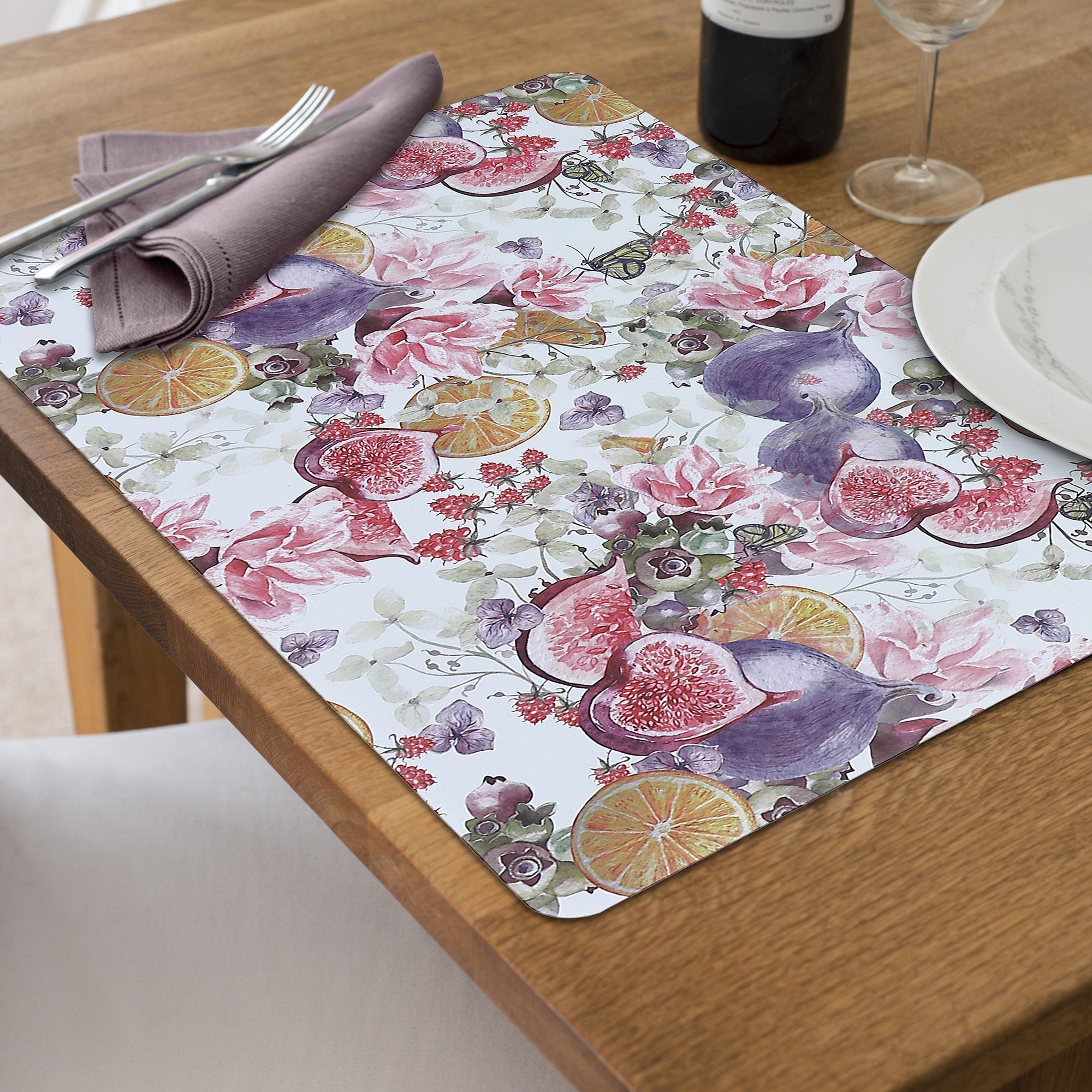 Fig Printed Cork Backed Placemat Set of 12 – Fruit Tableware, Kitchen Dining Mats