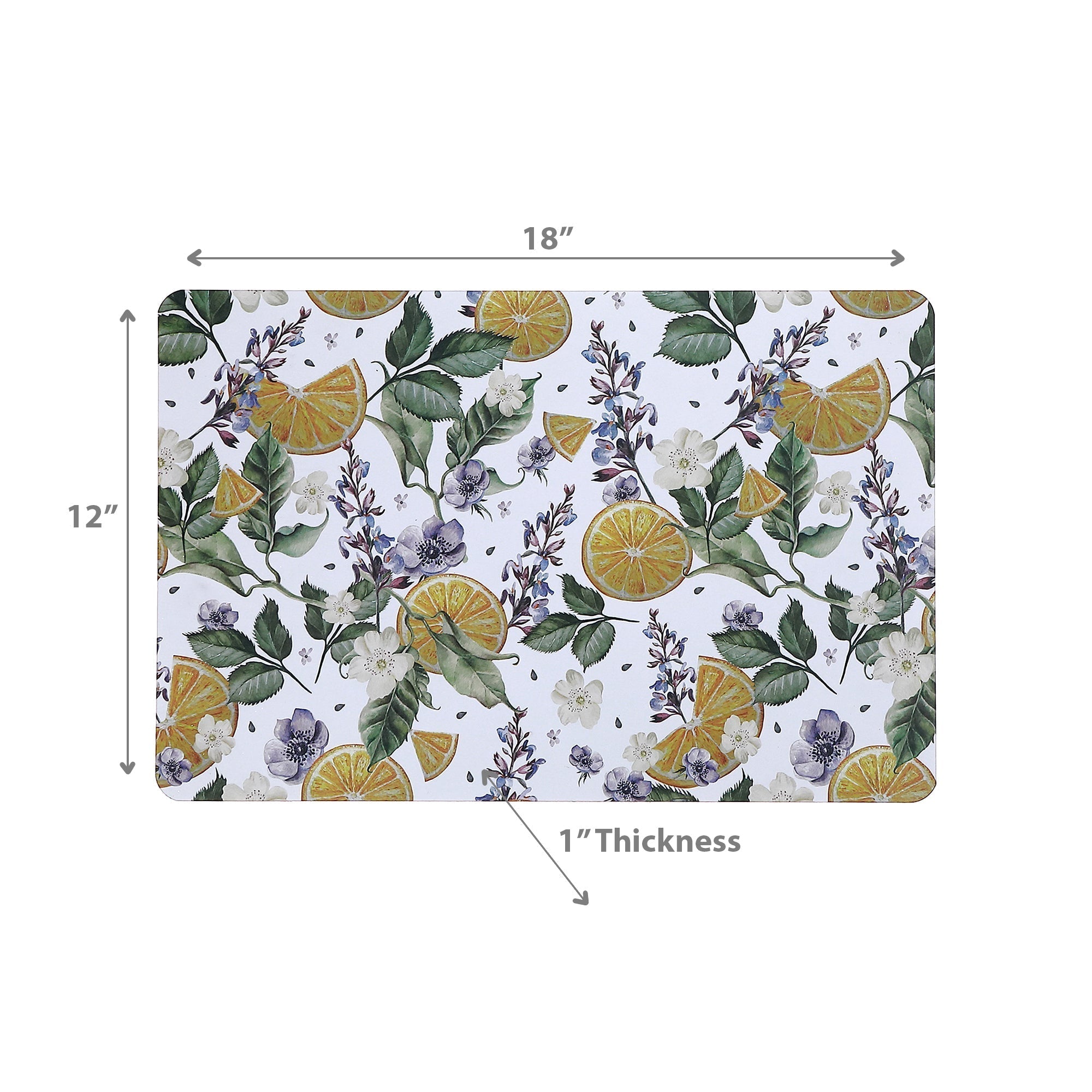Lemon Printed Cork Backed Placemat Set of 12 – Fruit-Themed Table Decor, Easy-Clean Mats