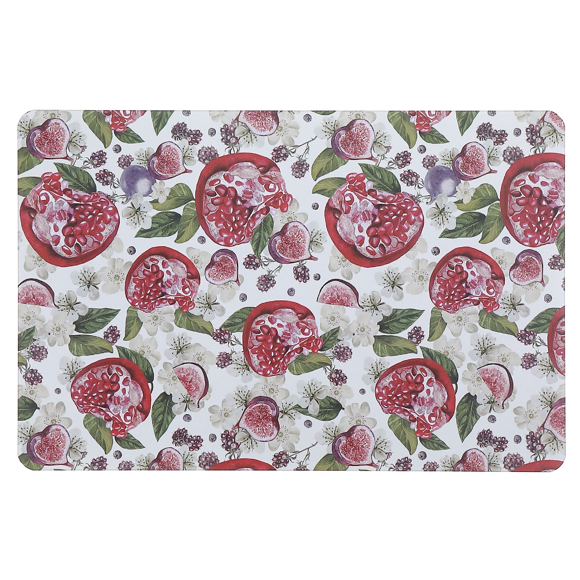 Pomegranate Printed Cork Backed Placemat Set of 12 – Fruit Tableware, Kitchen Dining Mats