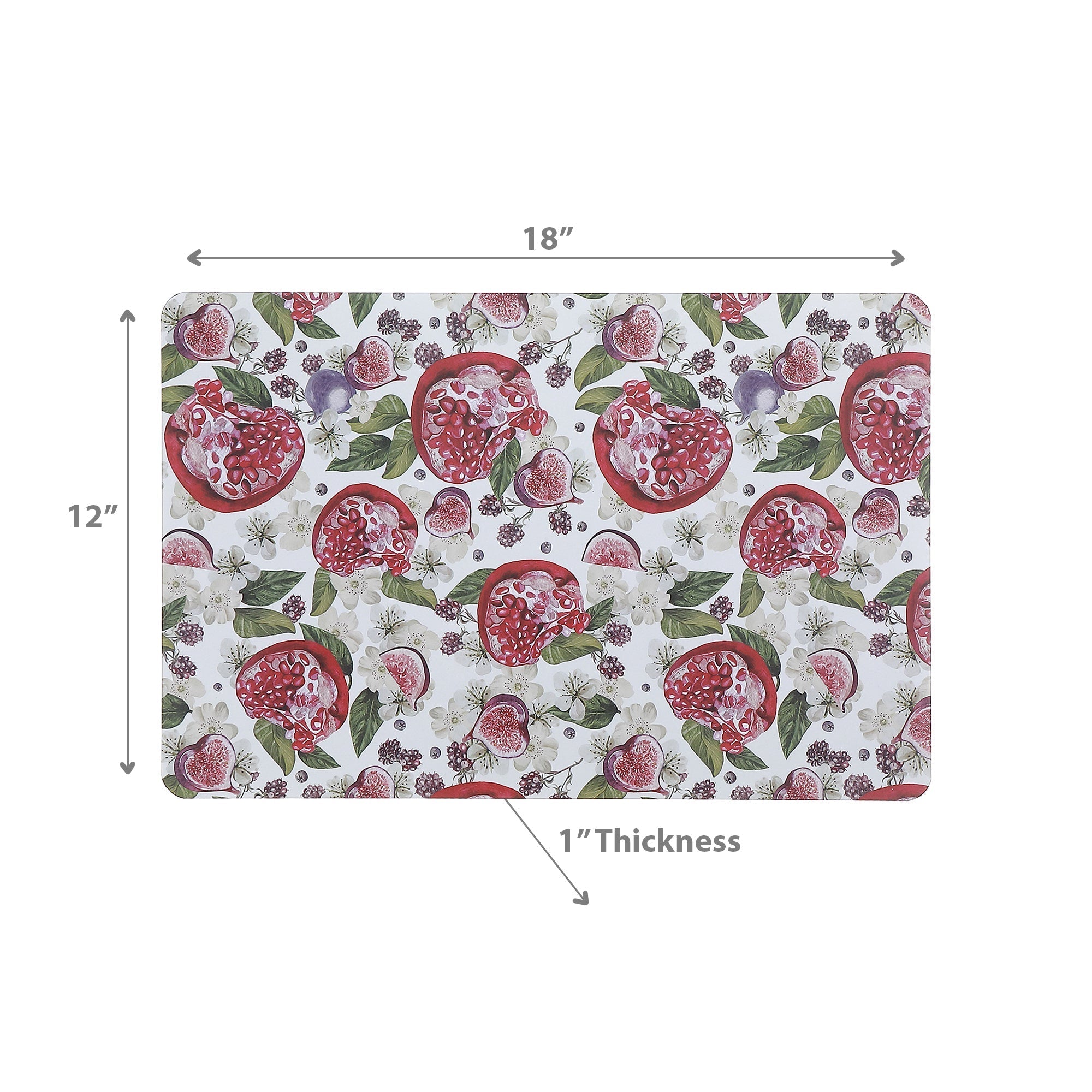 Pomegranate Printed Cork Backed Placemat Set of 12 – Fruit Tableware, Kitchen Dining Mats