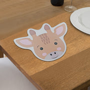 Giraffe Head Placemat Set of 12 – EVA Backing, Kids Animal Tableware, Fun Dining Mats
