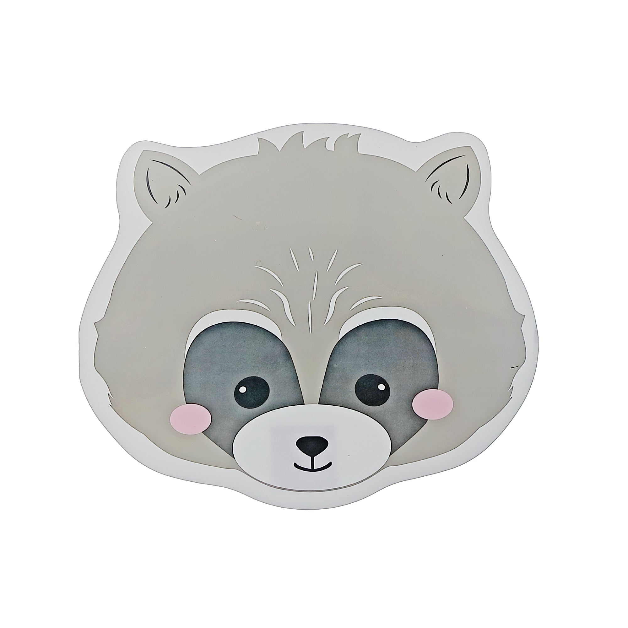 Raccoon Head Placemat Set of 12 – EVA Backing, Kids Animal Tableware, Fun Dining Mats