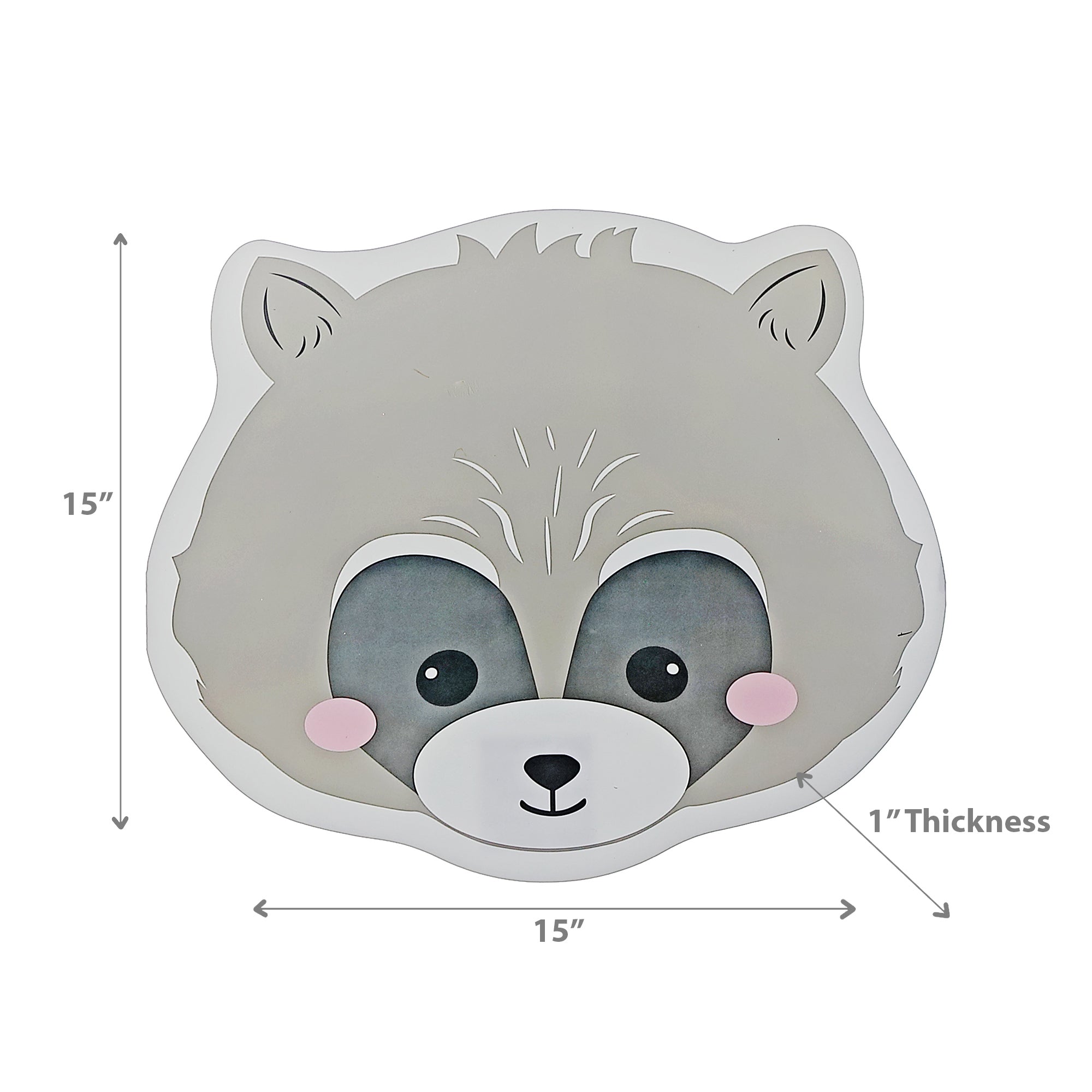 Raccoon Head Placemat Set of 12 – EVA Backing, Kids Animal Tableware, Fun Dining Mats