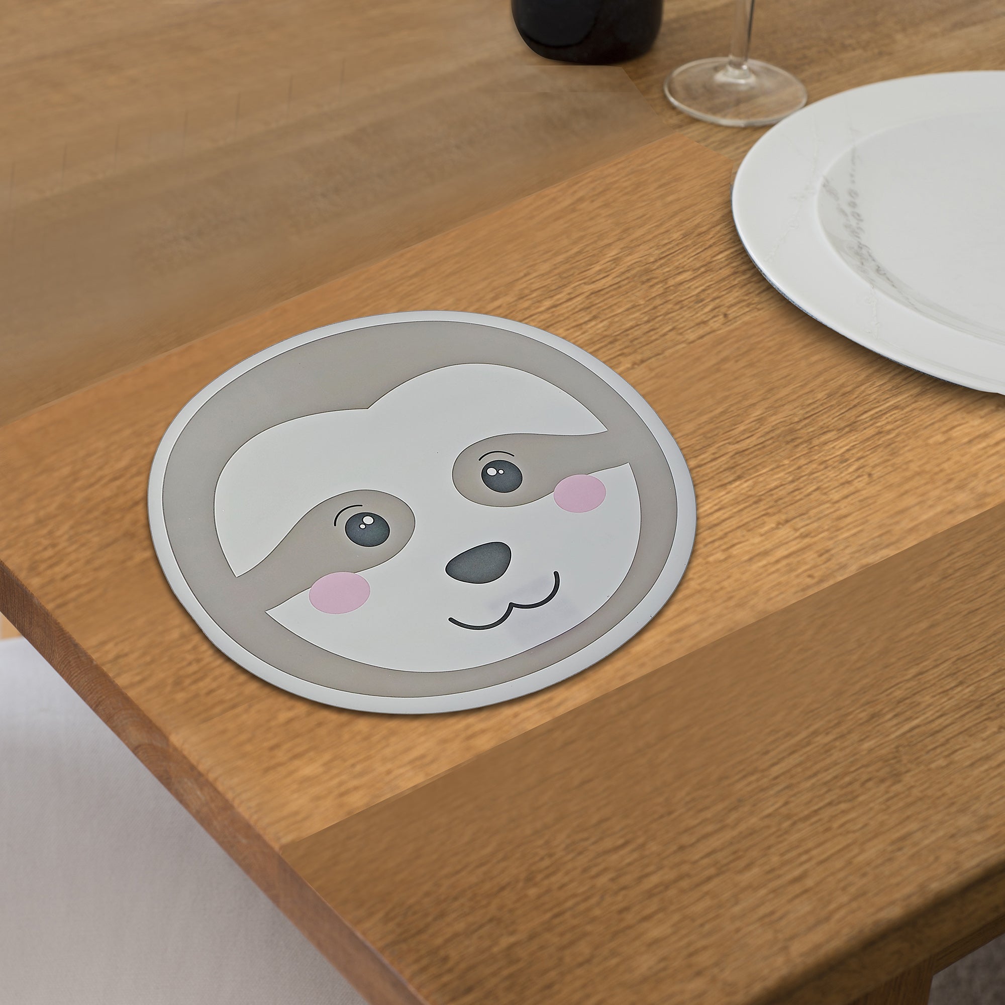 Sloth Head Placemat Set of 12 – EVA Backing, Kids Animal Tableware, Fun Dining Mats