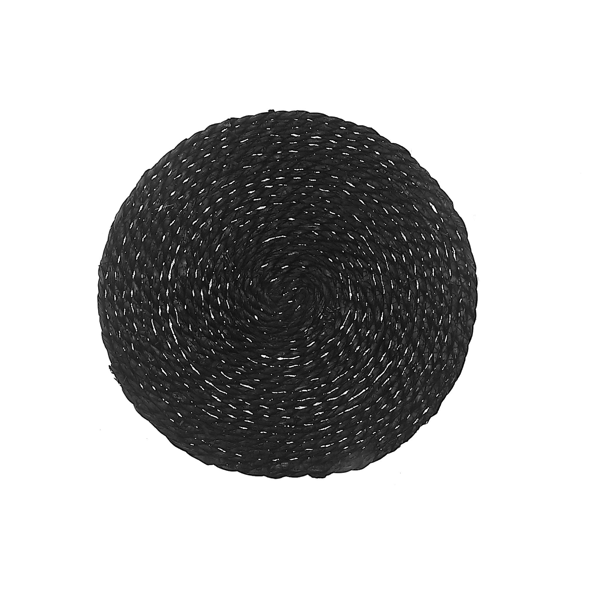 Black Handwoven Round Placemat Set of 12 – Natural Fiber, Rustic Dining Mats