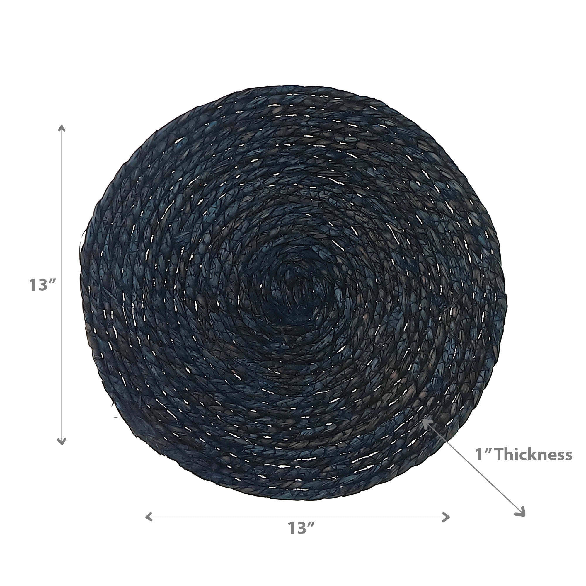 Blue Handwoven Round Placemat Set of 12 – Natural Fiber, Rustic Table Decor