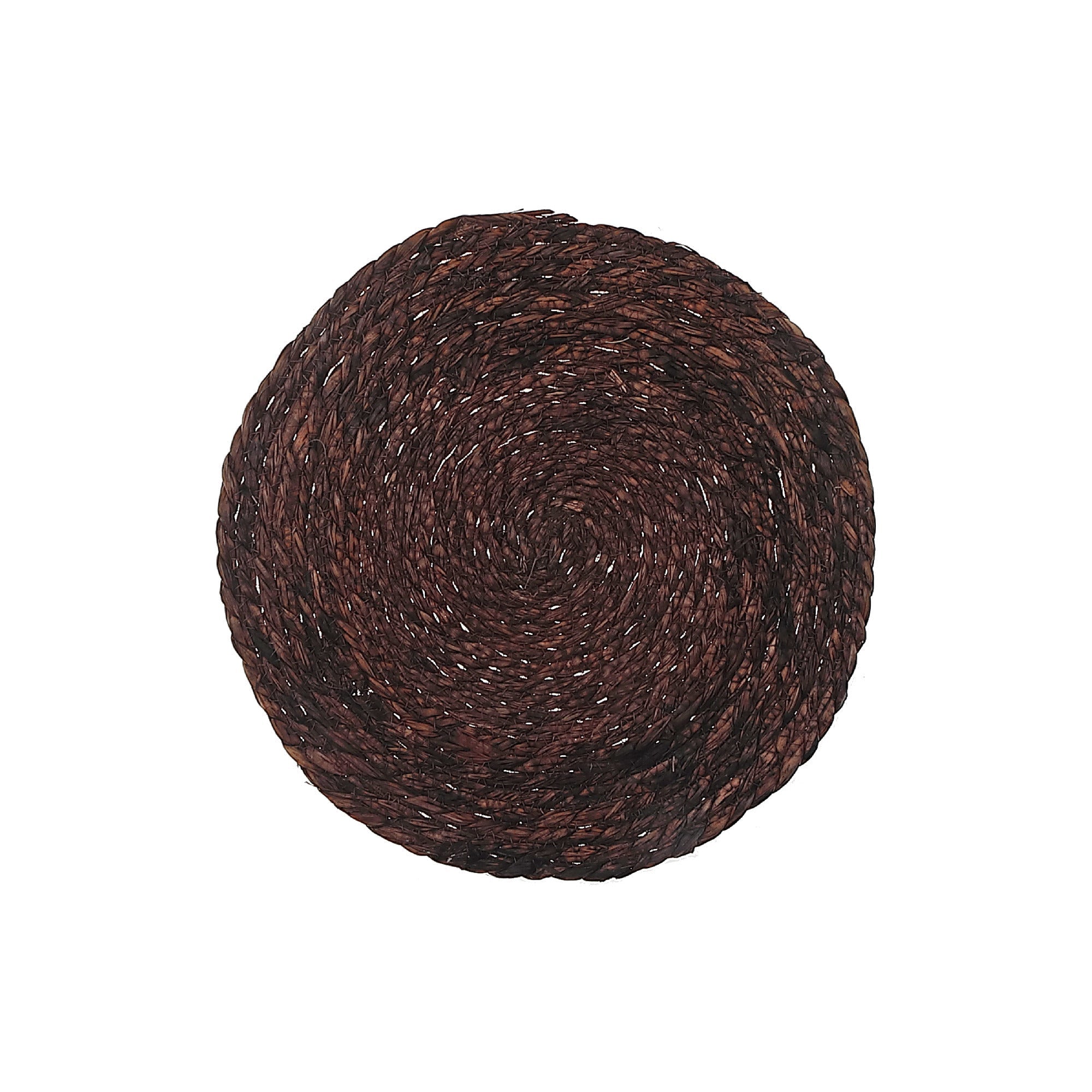 Dark Brown Handwoven Round Placemat Set of 12 – Natural Fiber, Rustic Table Decor