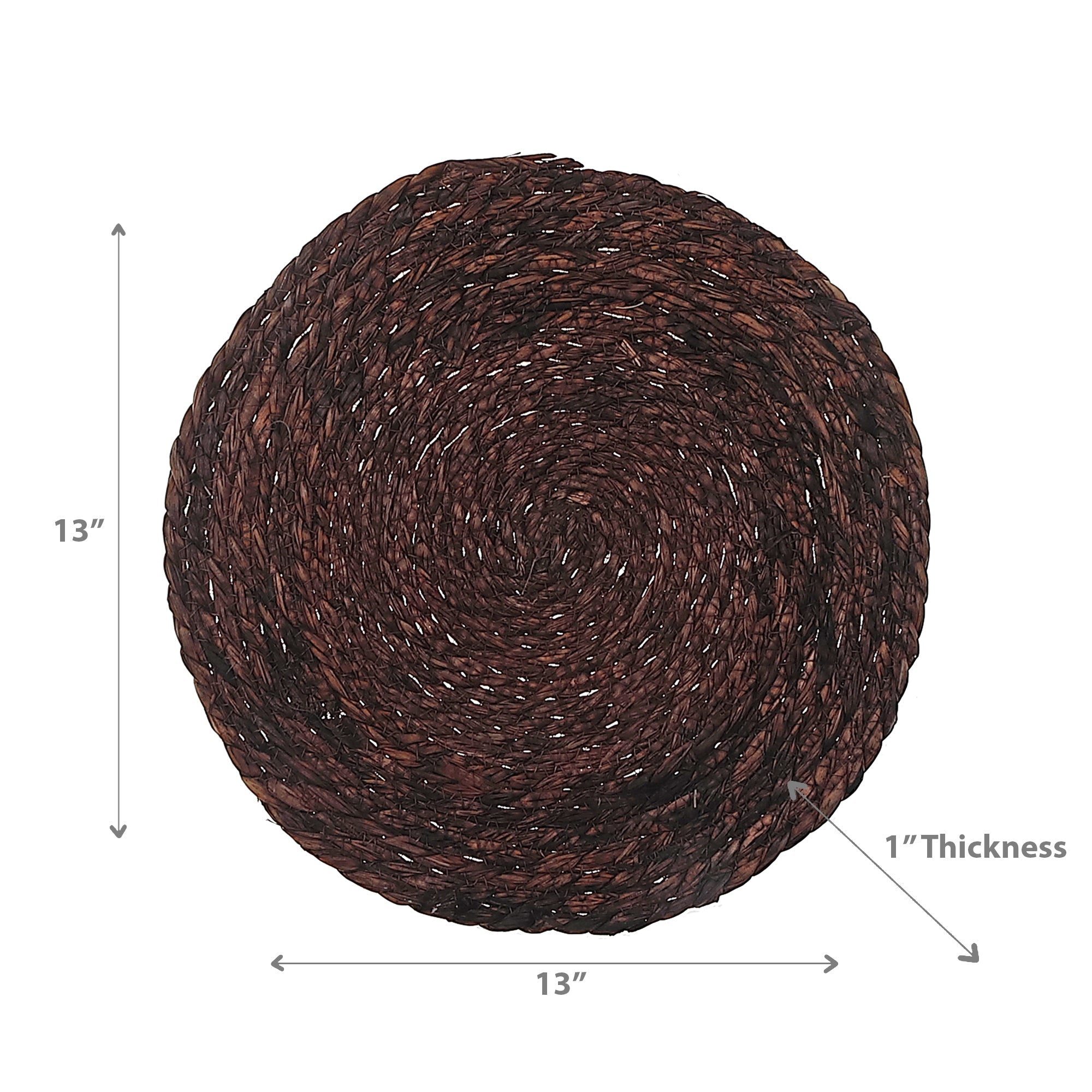 Dark Brown Handwoven Round Placemat Set of 12 – Natural Fiber, Rustic Table Decor