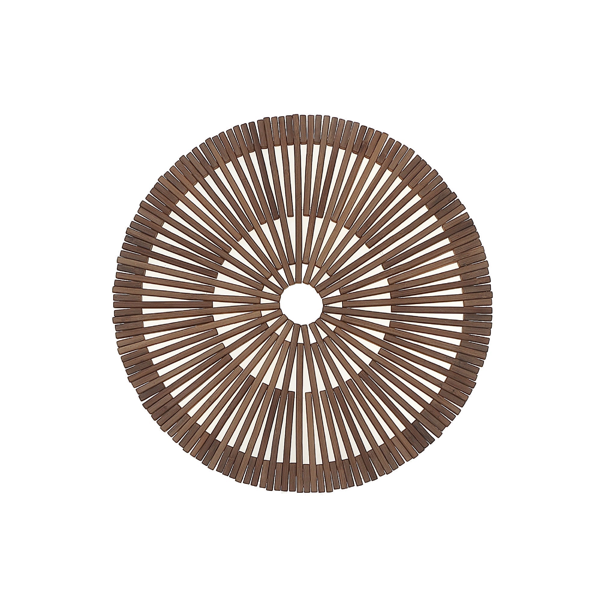 Round Heavy Bamboo Placemat Natural Wood, Rustic Farmhouse Dining Table Mat, Eco Friendly Kitchen Decor, Set of 6