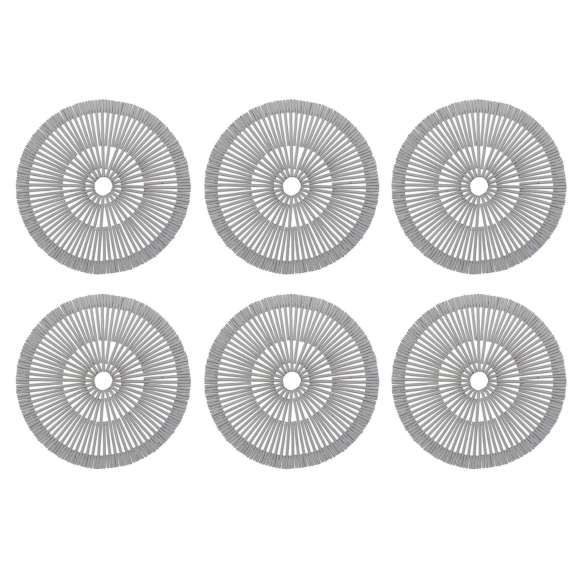 Round Heavy Bamboo Placemat White, Natural Wood Table Mat, Eco Friendly Kitchen Decor, Rustic Dining Accent, Set of 6