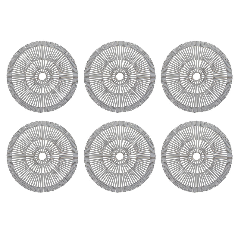 Round Heavy Bamboo Placemat White - Set of 6