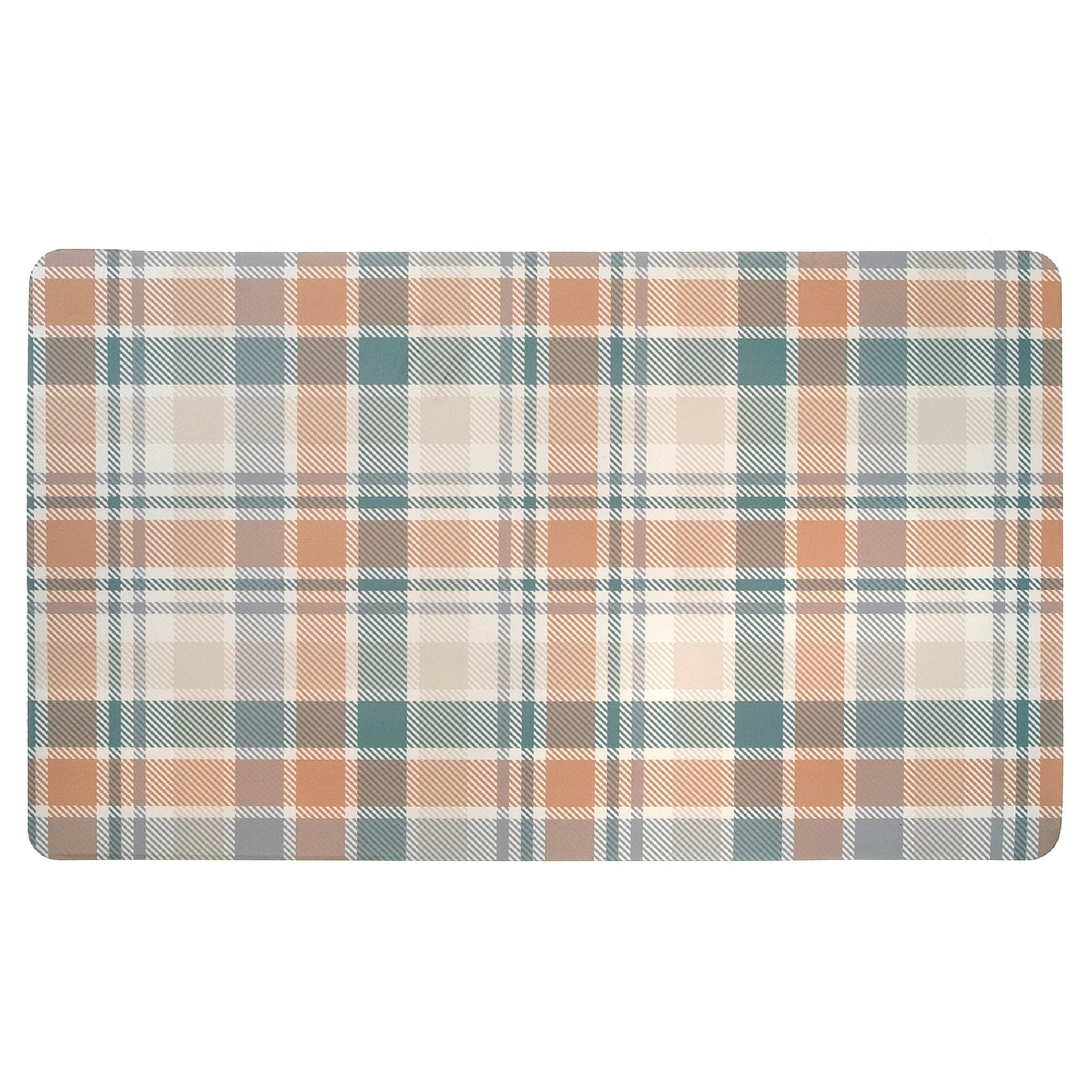 Memory Foam Floor Mat Peachy Cream Plaid, Kitchen Comfort Mat, Anti-Fatigue Home Mat