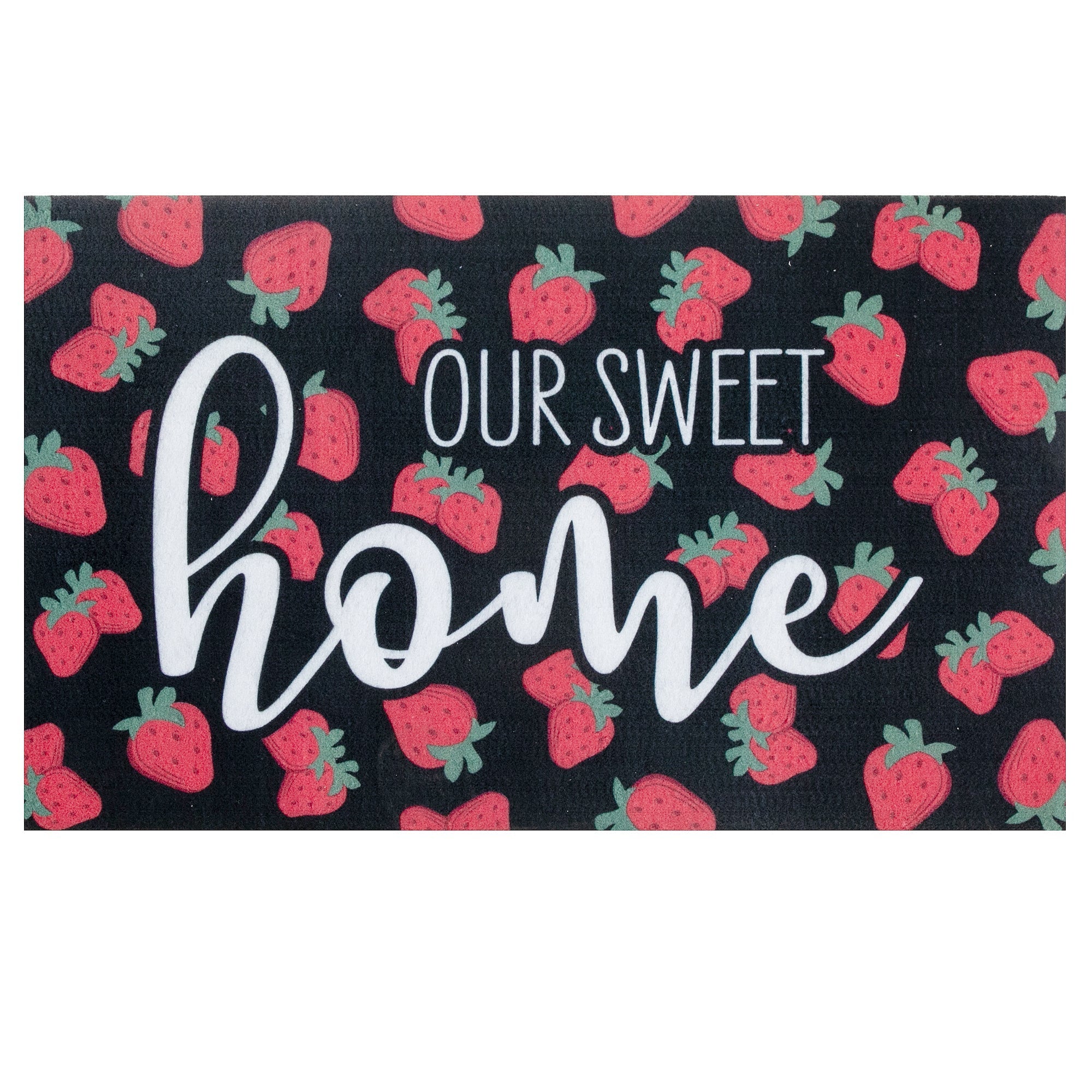 Printed Rubber Floor Mat Sweet Home Strawberry, Decorative Entryway Mat, Home Floor Protector