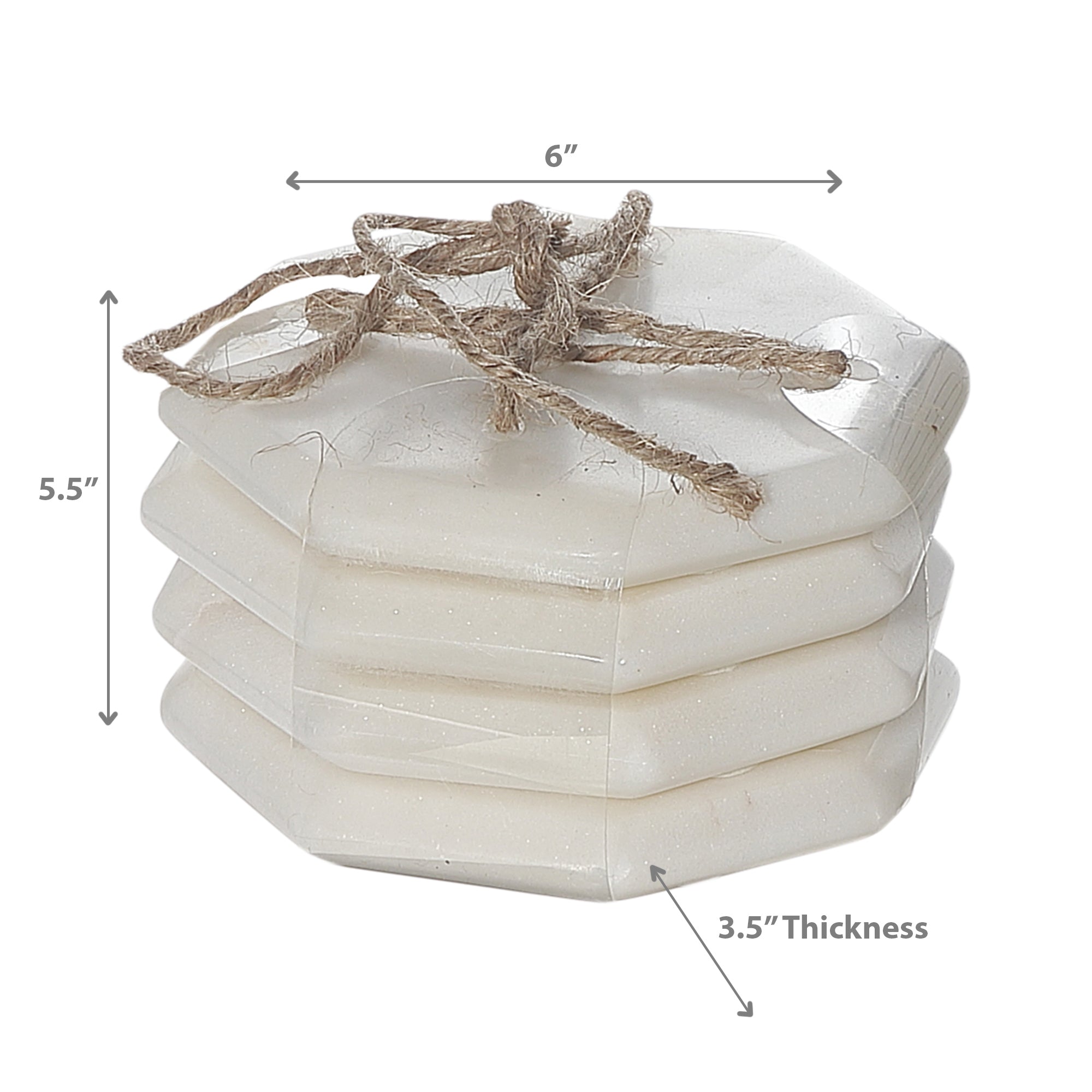 4 Piece Octagon White Marble Coaster Set 4 X 4 Inch, Rustic Drink Coasters, Coffee Table Accessories