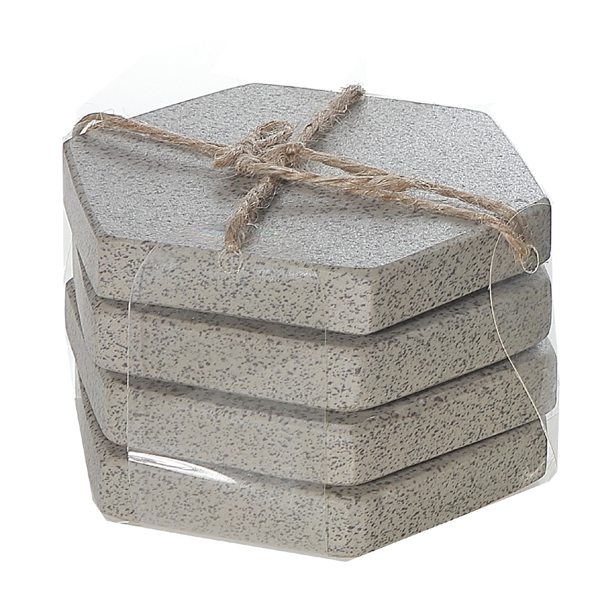 4 Piece Terrazzo Stone Hexagon Coaster Set 4 X 4 Inch, Rustic Drink Coasters, Farmhouse Table Decor