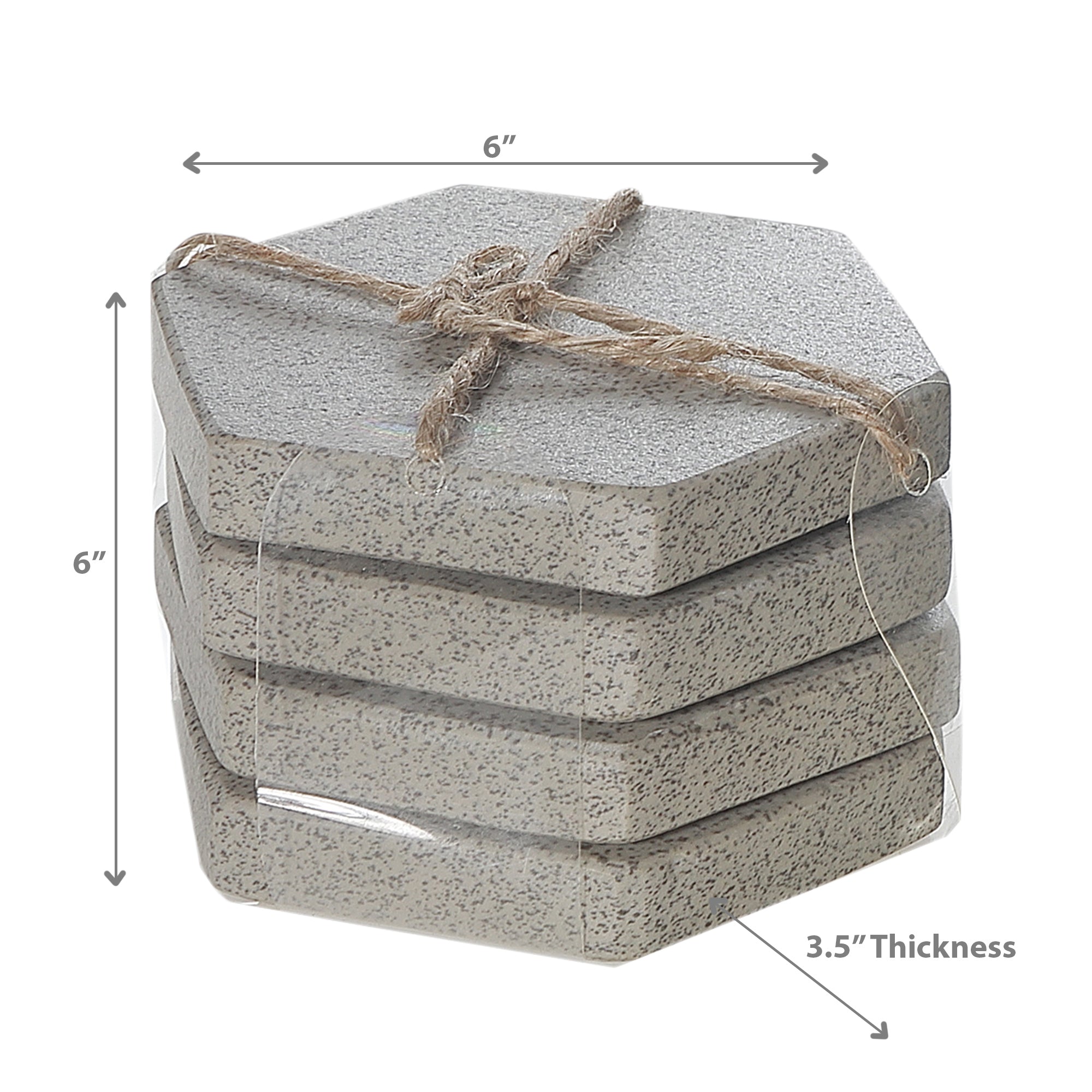 4 Piece Terrazzo Stone Hexagon Coaster Set 4 X 4 Inch, Rustic Drink Coasters, Farmhouse Table Decor