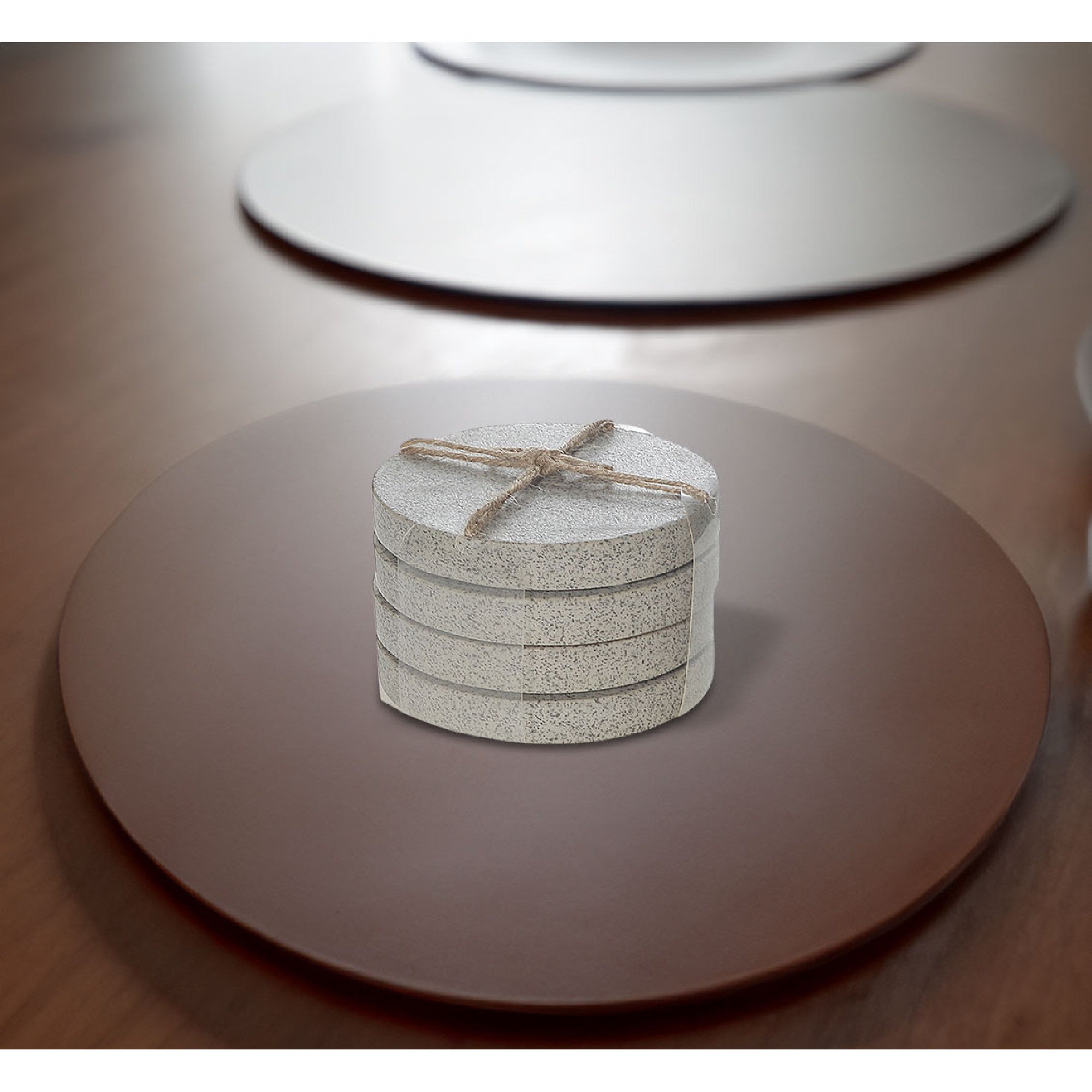 4 Piece Terrazzo Stone Round Coaster Set 4 X 4 Inch, Rustic Drink Coasters, Farmhouse Table Decor