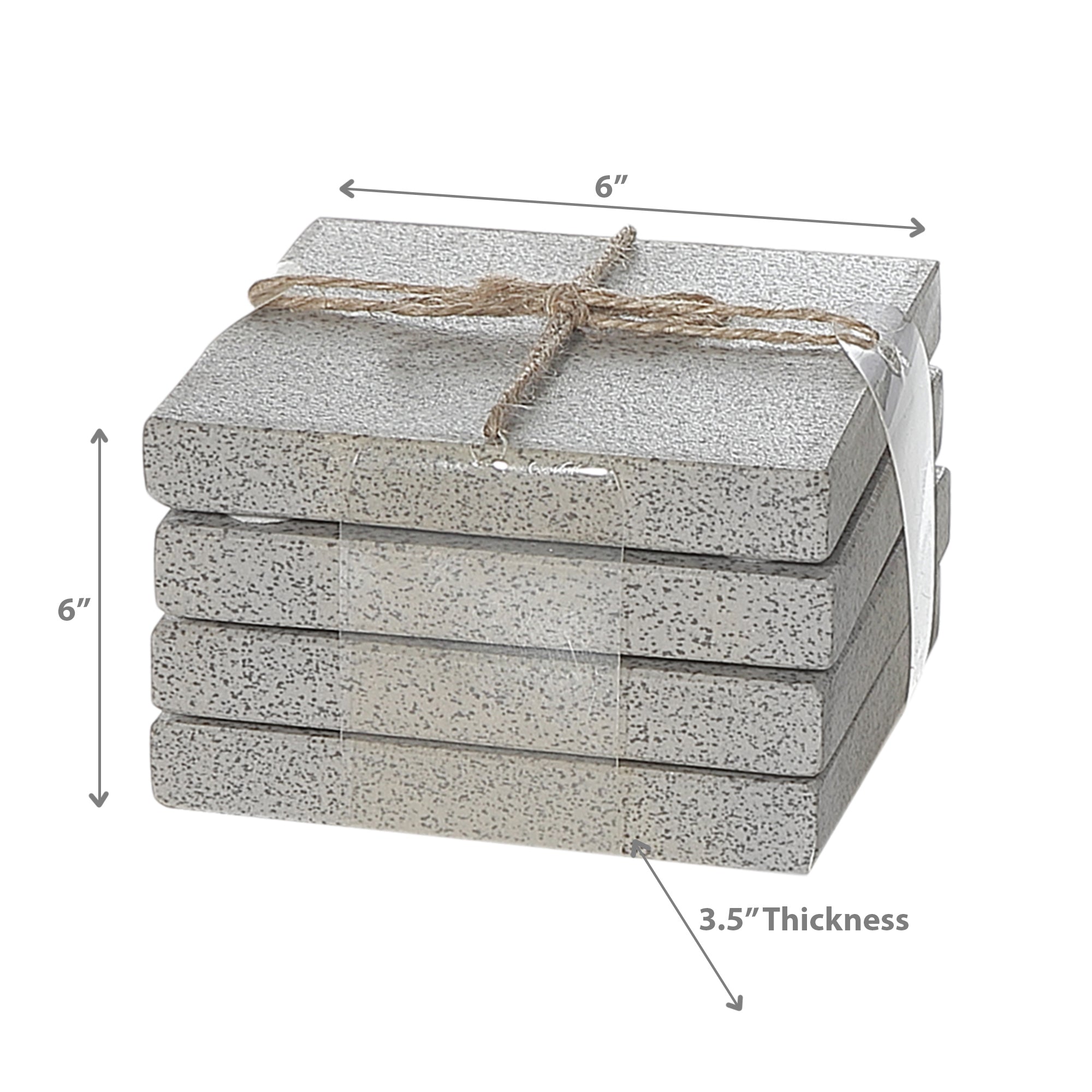 4 Piece Terrazzo Stone Square Coaster Set 4 X 4 Inch, Rustic Drink Coasters, Farmhouse Table Decor