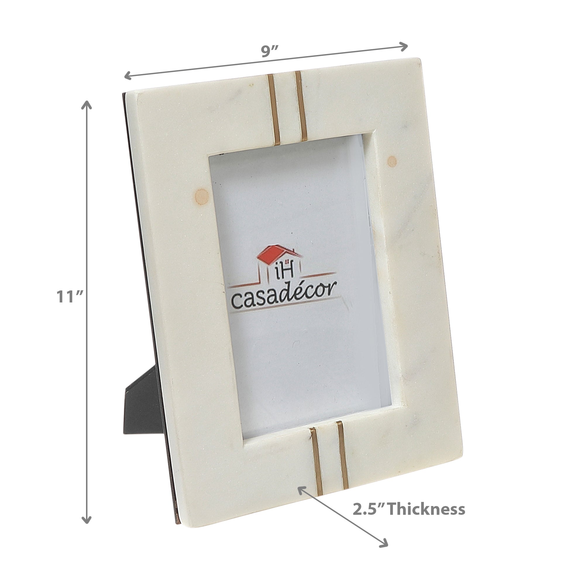 White Marble Brass Inlay Picture Frame 6X4 Inch, Decorative Photo Frame, Home Decor
