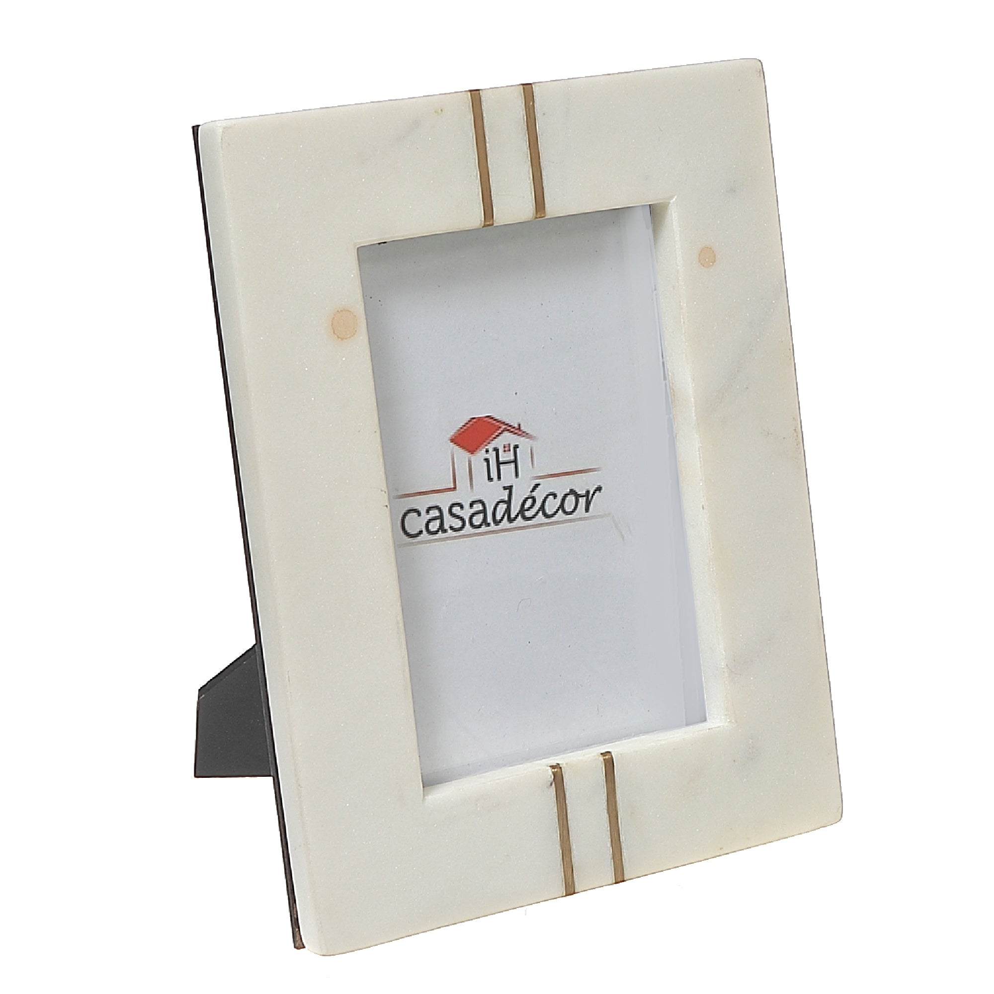 White Marble Brass Inlay Picture Frame 6X4 Inch, Decorative Photo Frame, Home Decor