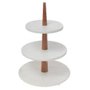 White 3 Tier Marble Cake Stand With Wood Pipe