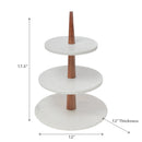 White 3 Tier Marble Cake Stand With Wood Pipe