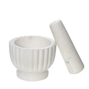 White Marble Mortar & Pastel With Carving