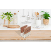 White Marble And Wooden Napkin Holder, Kitchen Table Accessory
