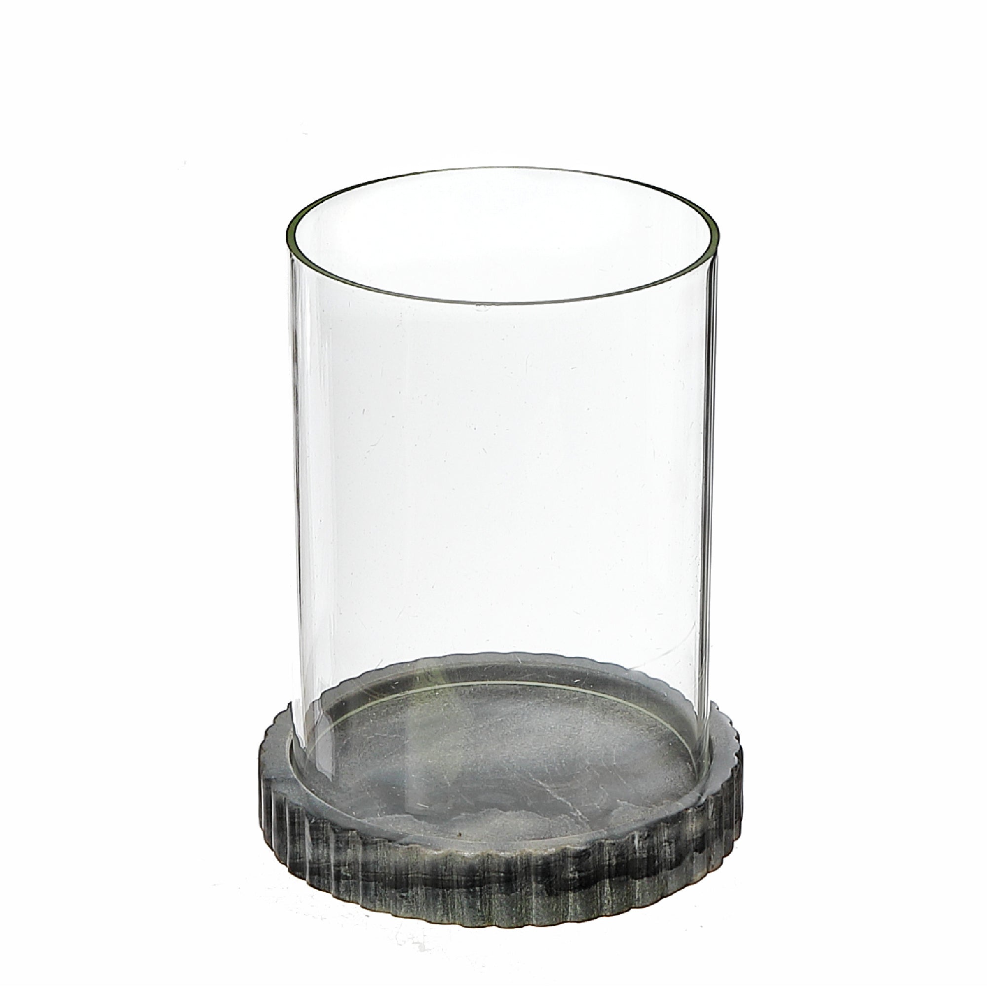 Glass Candle Holder With Marble Base, Decorative Candle Accent, Rustic Home Decor