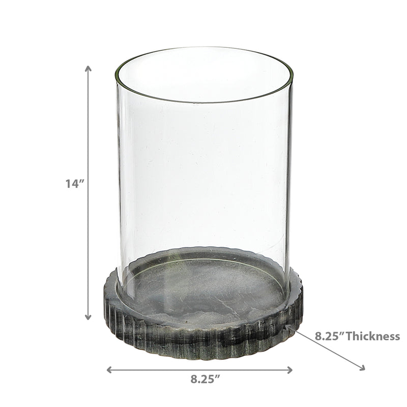 Glass Candle Holder With Marble Base
