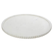 White Marble Round Tray, Decorative Kitchen Tray, Rustic Serving Plate