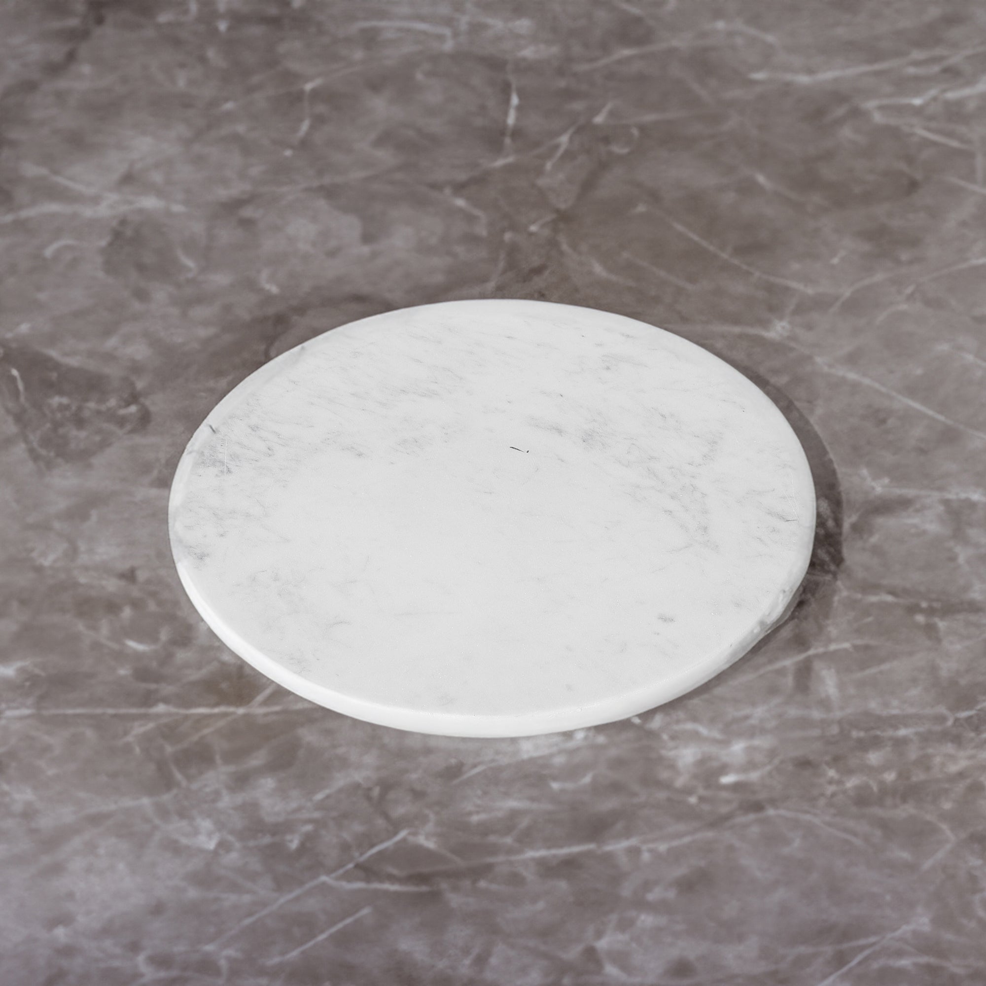 12" White Marble Lazy Susan – Rotating Kitchen or Dining Table Centerpiece