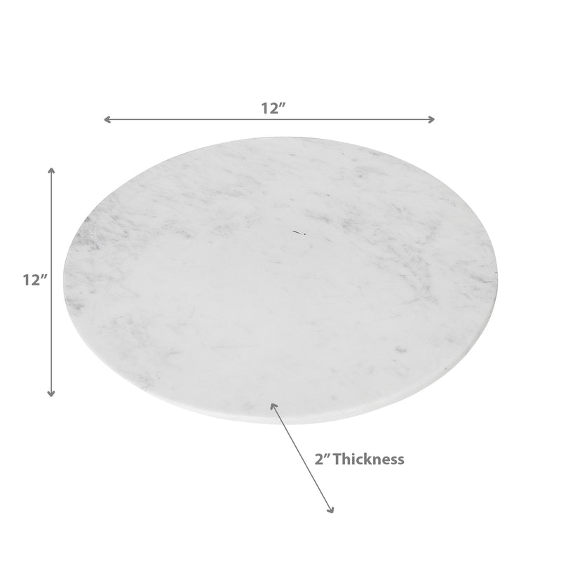 12" Marble Lazy Susan White