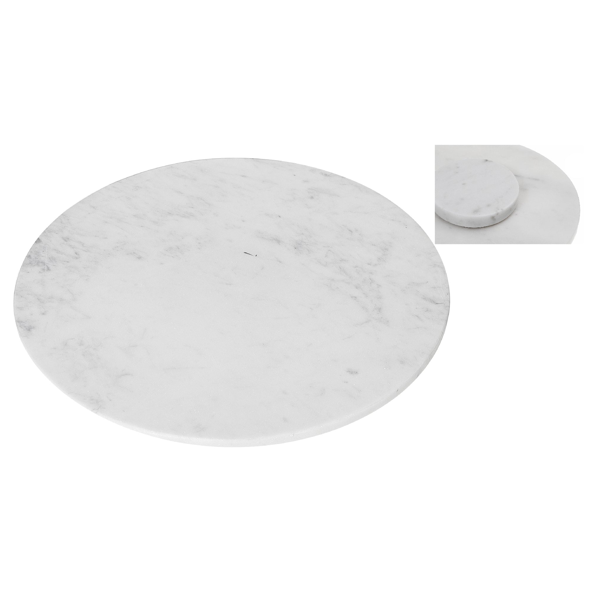 12" White Marble Lazy Susan – Rotating Kitchen or Dining Table Centerpiece