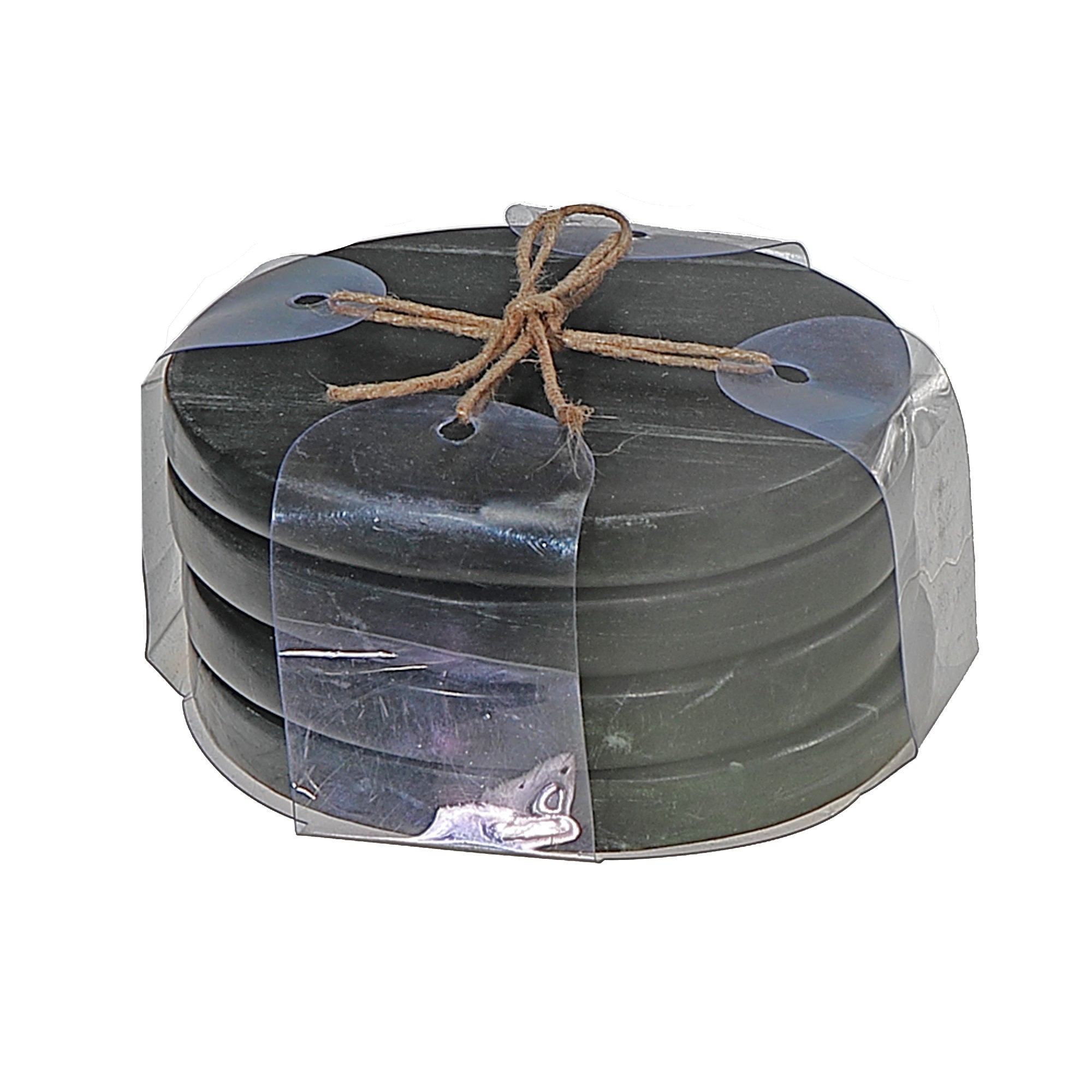 4-Piece Marble Round Coaster 4"x4" Black – Drink Protection, Table Decor