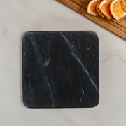 4-Piece Marble Square Coaster 4"x4" Black – Drink Protection, Table Decor