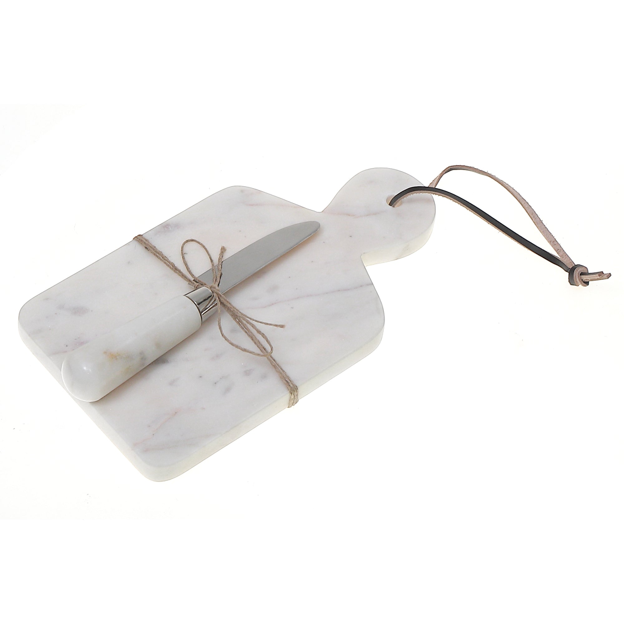 White Marble Cheese Board with Spreader – Kitchen Serving Set, Entertaining Board
