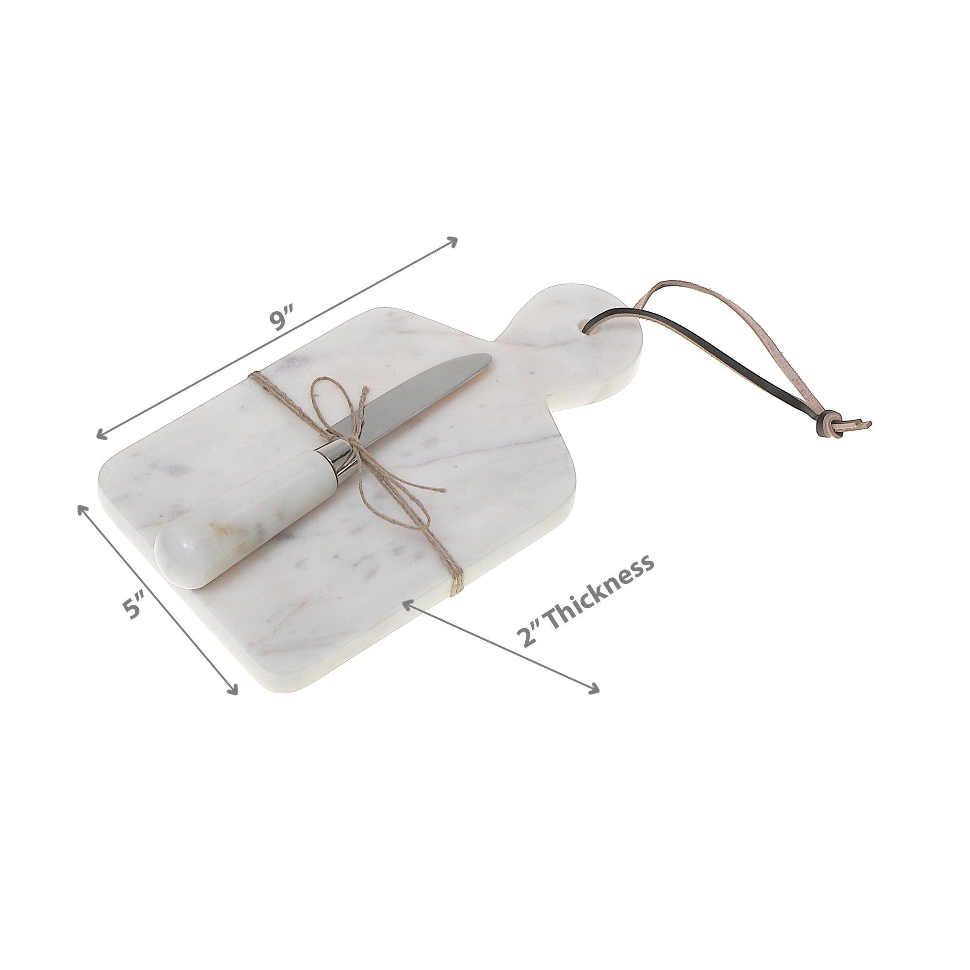 White Marble Cheese Board with Spreader – Kitchen Serving Set, Entertaining Board