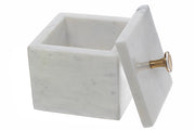 White Marble Canister with Gold Knob Lid – Kitchen Storage, Decorative Jar