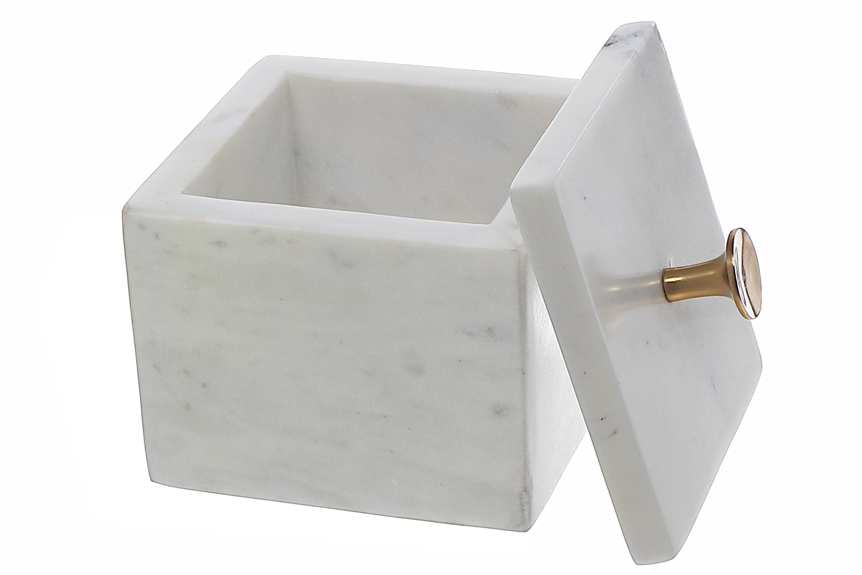 White Marble Canister with Gold Knob Lid – Kitchen Storage, Decorative Jar