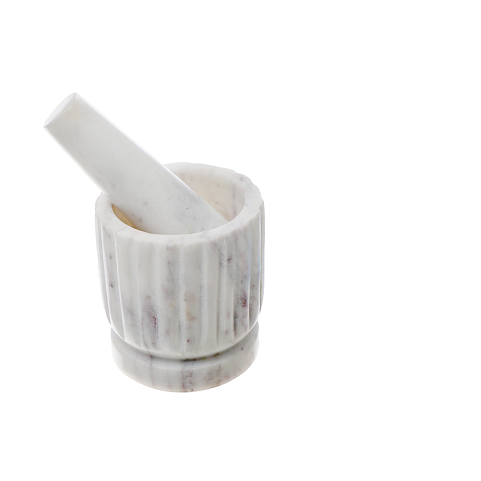 Marble Mortar & Pestle With Straight Lines White, White Marble Mortar And Pestle With Straight Lines, Herb Grinder, Kitchen Accessory