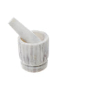 Marble Mortar & Pestle With Straight Lines White