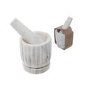 Marble Mortar & Pestle With Straight Lines White