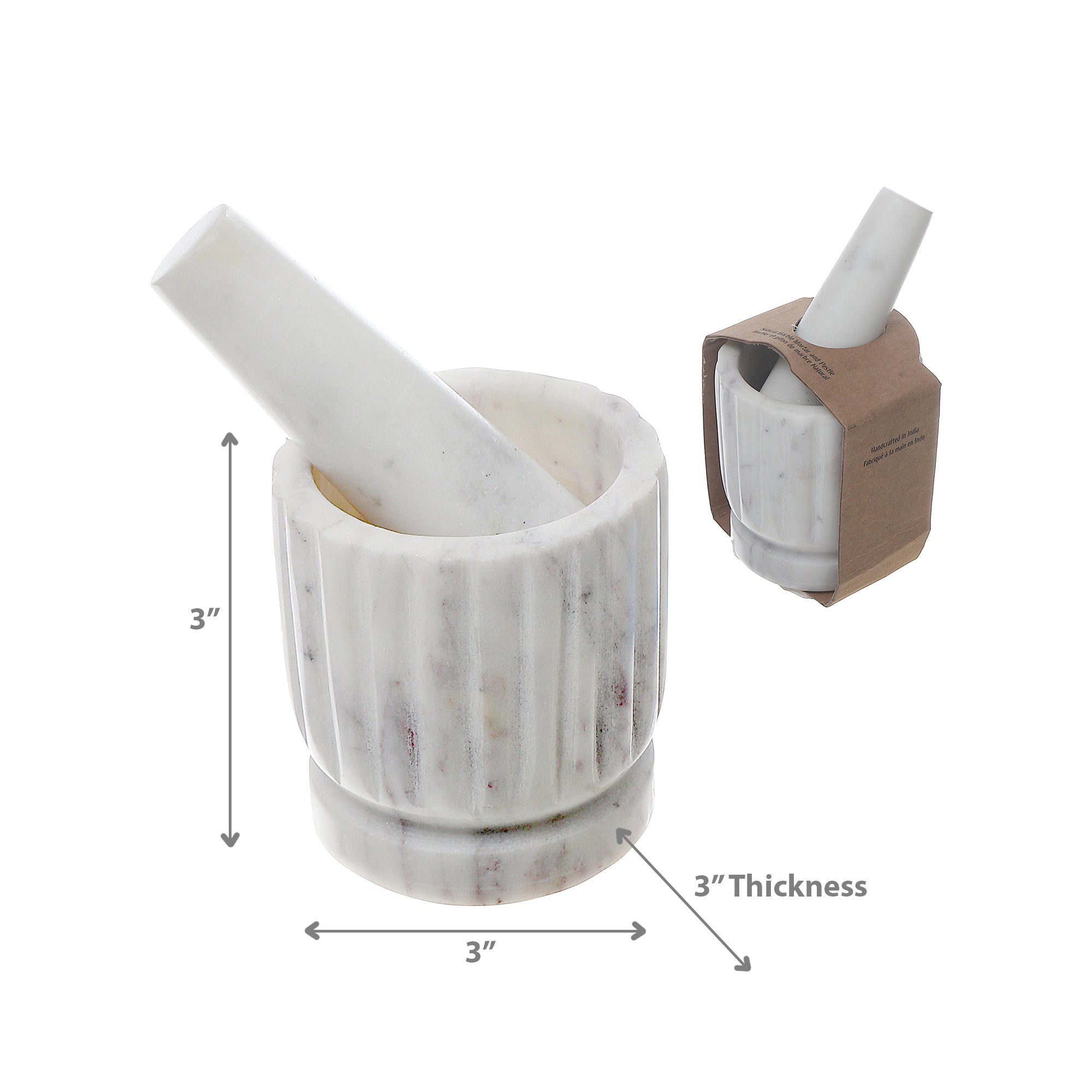 Marble Mortar & Pestle With Straight Lines White, White Marble Mortar And Pestle With Straight Lines, Herb Grinder, Kitchen Accessory