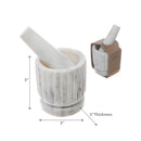 Marble Mortar & Pestle With Straight Lines White