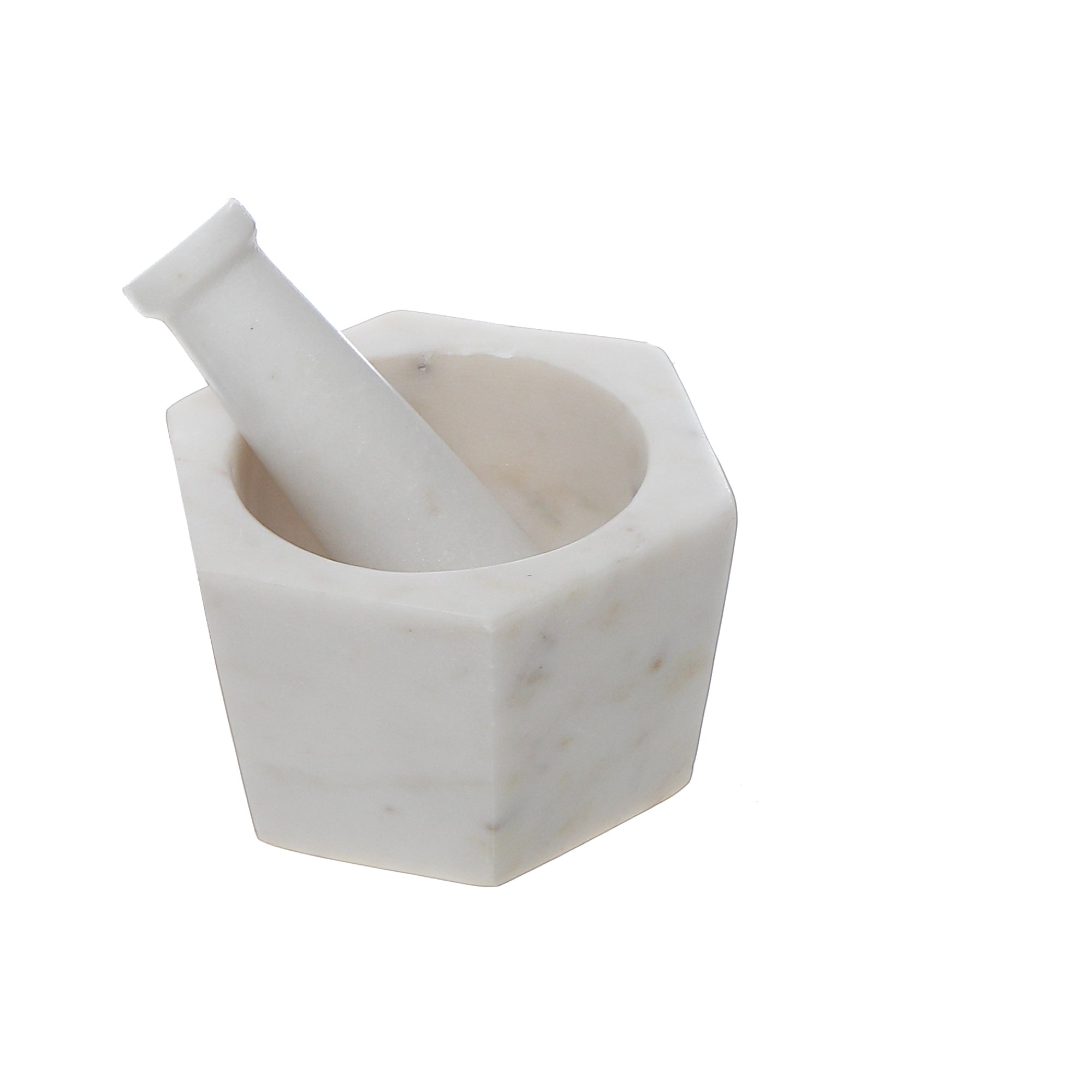 Marble Hexagon Mortar & Pestle White, White Marble Hexagon Mortar And Pestle, Spice Grinder, Kitchen Prep Tool