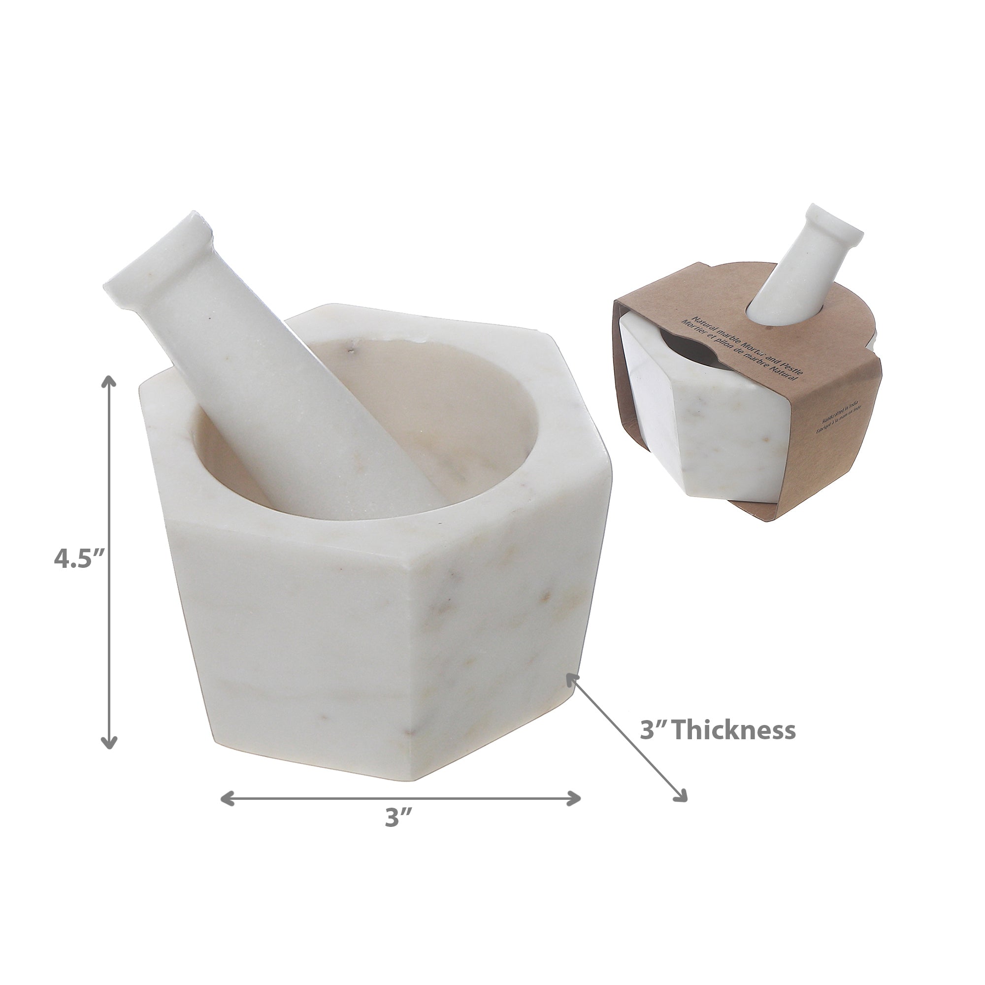 Marble Hexagon Mortar & Pestle White, White Marble Hexagon Mortar And Pestle, Spice Grinder, Kitchen Prep Tool